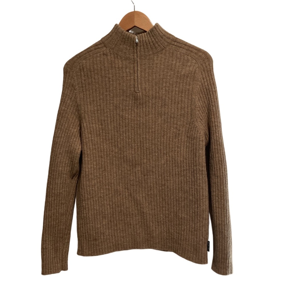 Sisley Women’s Ribbed Knit Quarter Zip Pullover Sweater Preppy‎